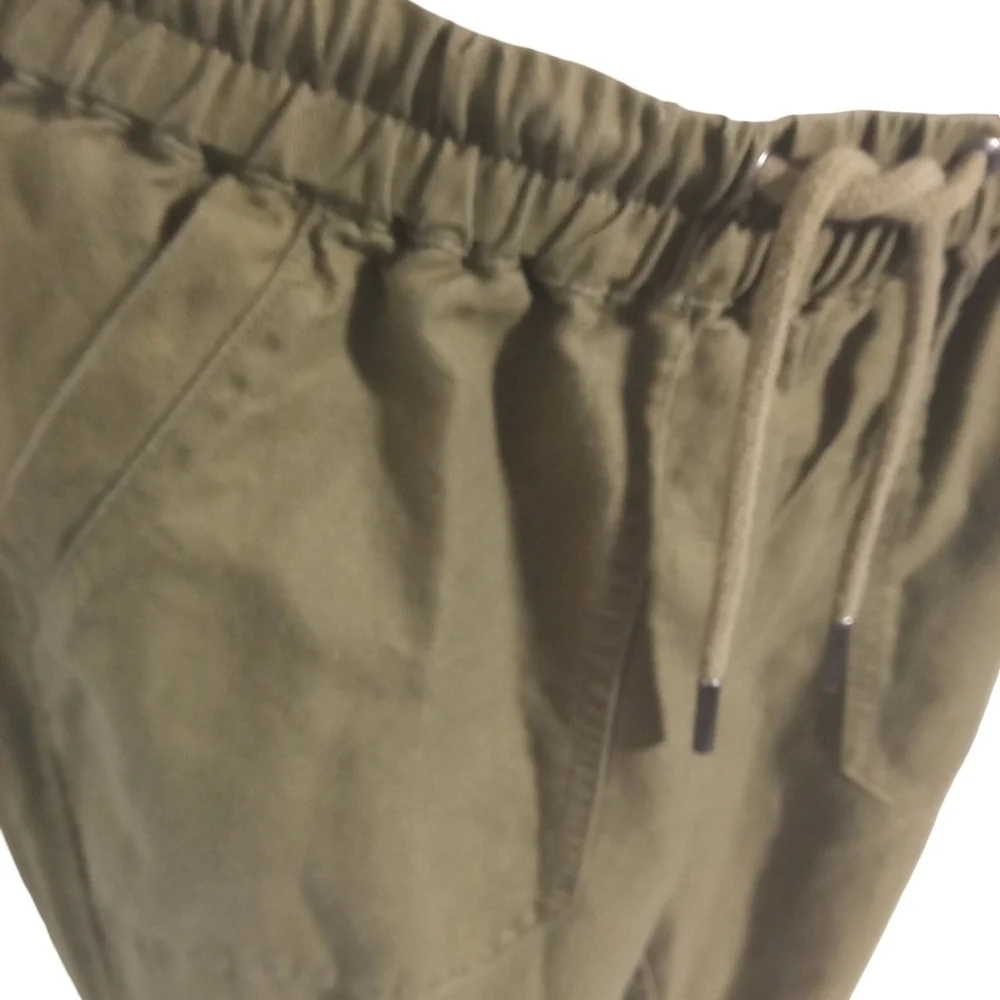 Quince  Olive Green Linen Cotton Blend Casual Pull-On Drawstring Pants Small